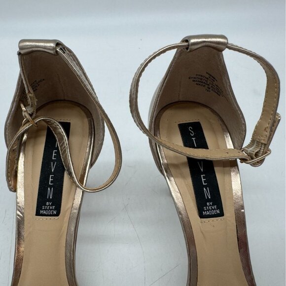 Steven By Steve Madden Vienna Sandals Size 8.5M Metallic Gold Heeled Slingback - Picture 5 of 14